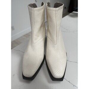 Women All Saints Pointed Toe Lenora White Snakes Skin Booties Size 37 brand New